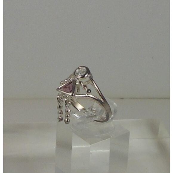 Vintage Sterling Silver Baby Charm Ring Mother Grandmother Sim Diamond Size 6 - Picture 4 of 4